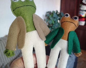 Frog and Toad dolls felt set, Handmade kids Felt Frog Plush — Storybook Friend Inspired by Frog and Toad