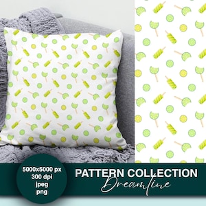 Lemon seamless pattern for scrapbook craft & fabric- Lemon digital paper printable art - Fruit fabric lime print - Lemon digital paper