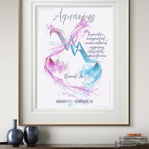 AQUARIUS Sternzeichen | Wassermann I Druckbare Sternzeichen-Kunst | Spirituelle Wanddekoration | DIGITALER DOWNLOAD von AuroraPosterShop