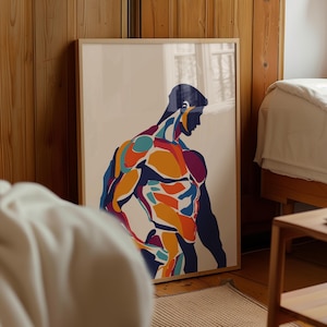 Colorful Male Body Art Print, Man body, Body Art Man, Body Poster, Gay Art Poster, Vintage Gay Poster, Trendy Wall Art, Digital Prints