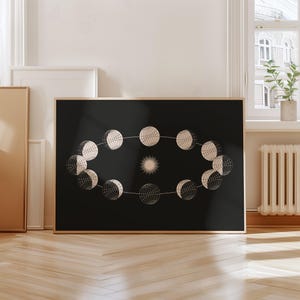 Minimalistischer Solar Orbit Kunstdruck, Weltraum-inspiriertes Dekor, Minimalistische Kunst, schwarzer Druck, kosmisch, Minimalistische trendige Wandkunst, SOFORTIGER DOWNLOAD