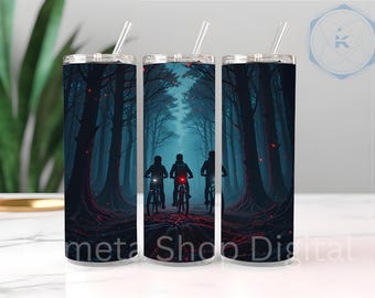 Retro 80s Horror Tumbler Wrap: Sci-Fi Mystery Design (PNG Digital Download für 20oz Tumbler)
