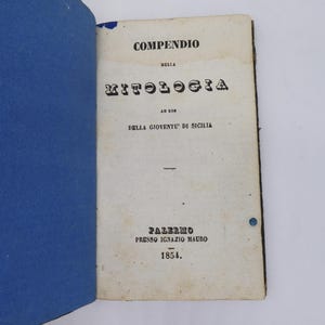 Oud boek "Compendium van de Mythologie", Palermo 1854 - voor de Siciliaanse jeugd, zeldzame educatieve handleiding in goede staat