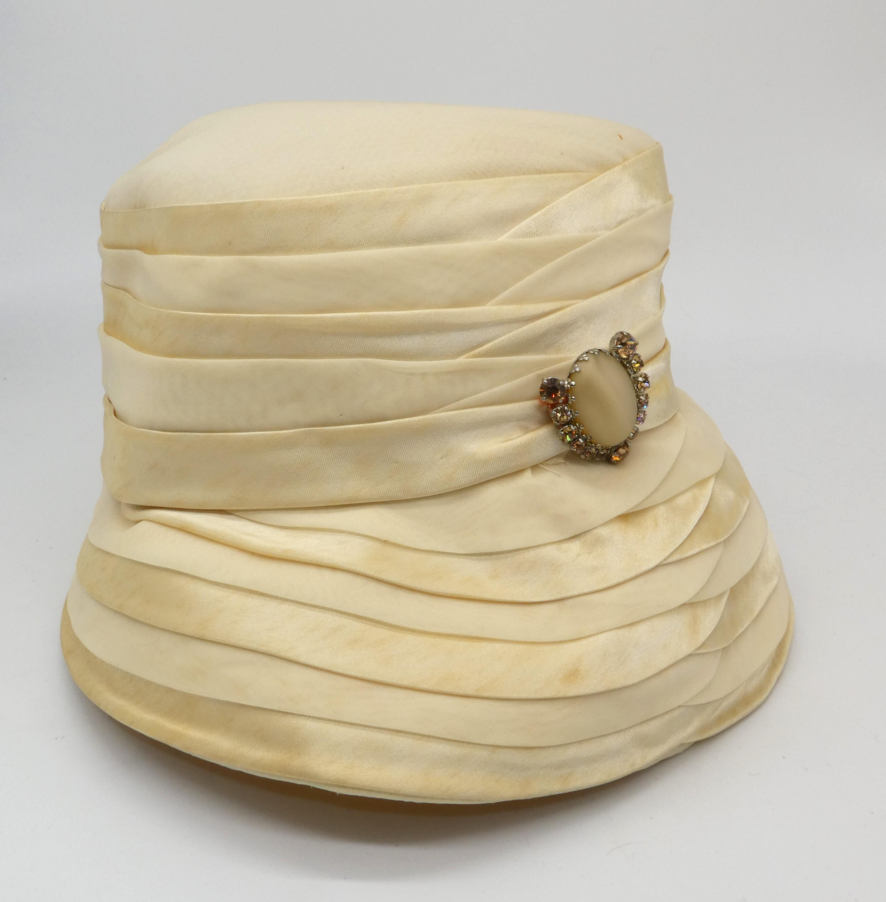 Vintage 50s/60s ladies' hat, cream colored, made in Italy, Alessandria hat shop, 19th century ladies' hat