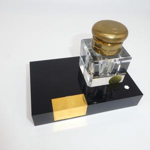Montblanc Vintage Crystal Inkwell with Black Base, Elegant Collectible, Writing, Study, Classic Decor