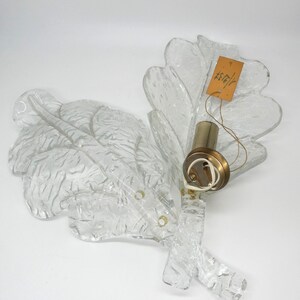 Vintage 70s glass wall light, leaf design, pair of wall lamps, Italian style, retro lighting, with lamp holder