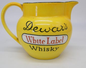 Ancien pichet à whisky écossais vintage cheval blanc fin pub cruche