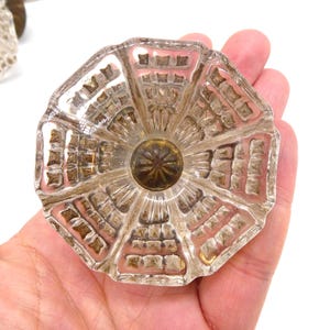 Set of 6 Vintage 50's Thick Glass Knobs, Italian Style, Ideal for Furniture Restoration, Chip-Free, Original