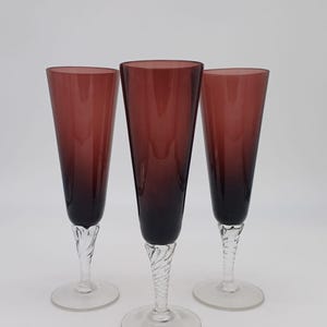 PAIRE DE MURANO Vin Verres Multi Jaune Tige Main Peint Venise Fabriqué