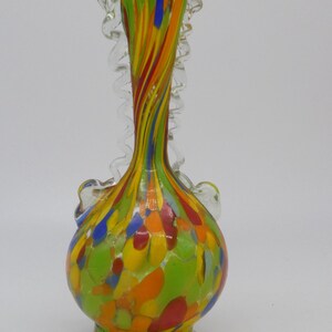 Murano glass vase by Fratelli Toso | Art Deco colorful glass | Hand-blown millefiori style | c.1940 | 21 cm