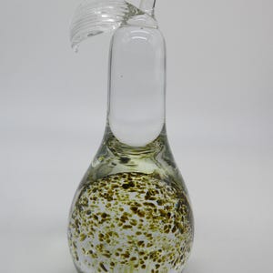 Murano blown glass pear sculpture, handcrafted artistic decor with golden details – free matching apple with minor damage