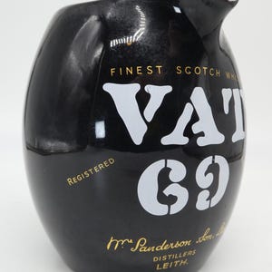 VAT 69 Scotch Whisky Ceramic Advertising Jug – Vintage Barware – Collectible in Excellent Condition