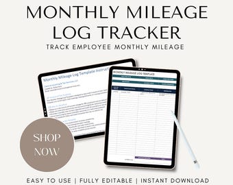 Mileage Log Tracker | IRS Standard Mileage Rate | Printable & Editable for Small Business Tax Deductions