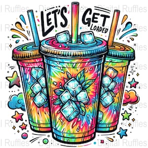 Vamos encher o chá PNG: Clipart de verão com tie-dye (download digital)