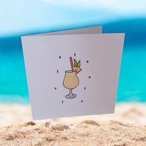 Biglietto di auguri fatto a mano Pina Colada – Divertente biglietto di compleanno o di festa per gli amanti dei cocktail