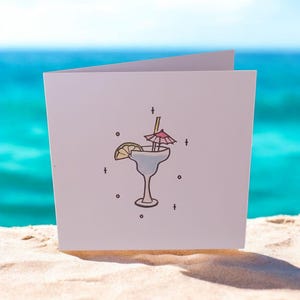 Biglietto di auguri Margarita fatto a mano – Divertente biglietto estivo per compleanno, festa o ringraziamento