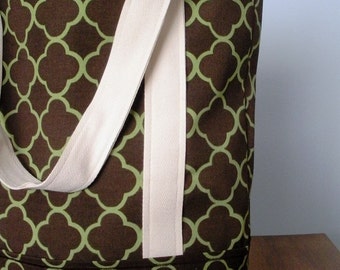 Brown and Green Tote Bag