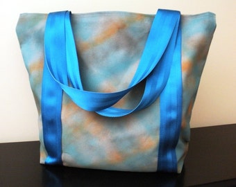 Spray Paint Tote Bag-Blue and Orange