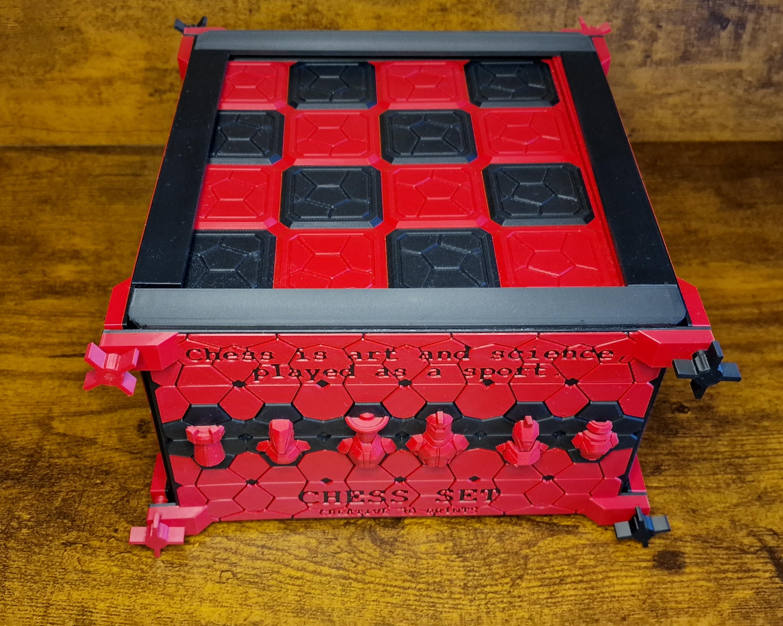 Chess Set STL file, Futuristic Sci-Fi 3D Printing, Geometric Armour Pieces with Board & Box, Modern Space Chess