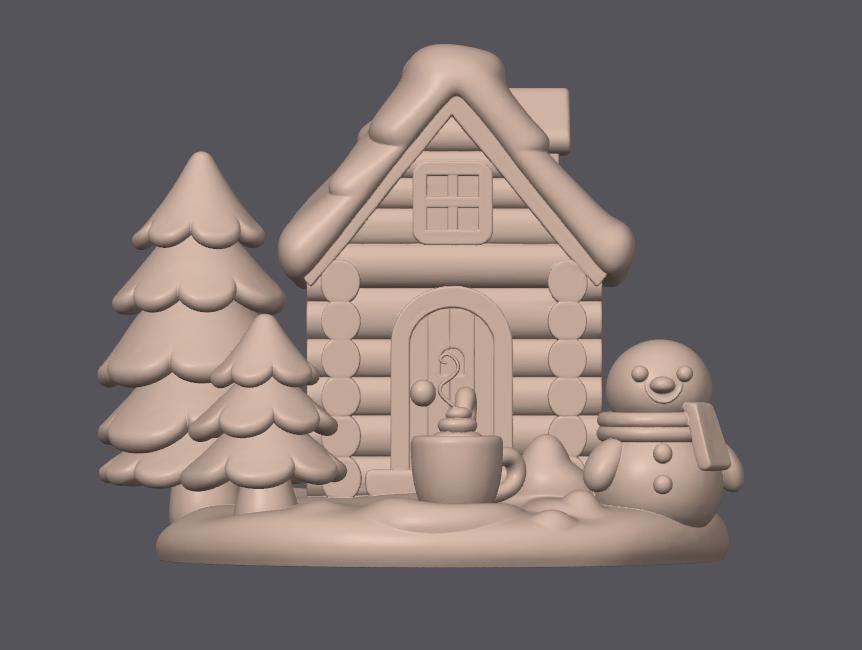 Cocoa Cabin Scene Christmas Ornament: 3D Printable STL File