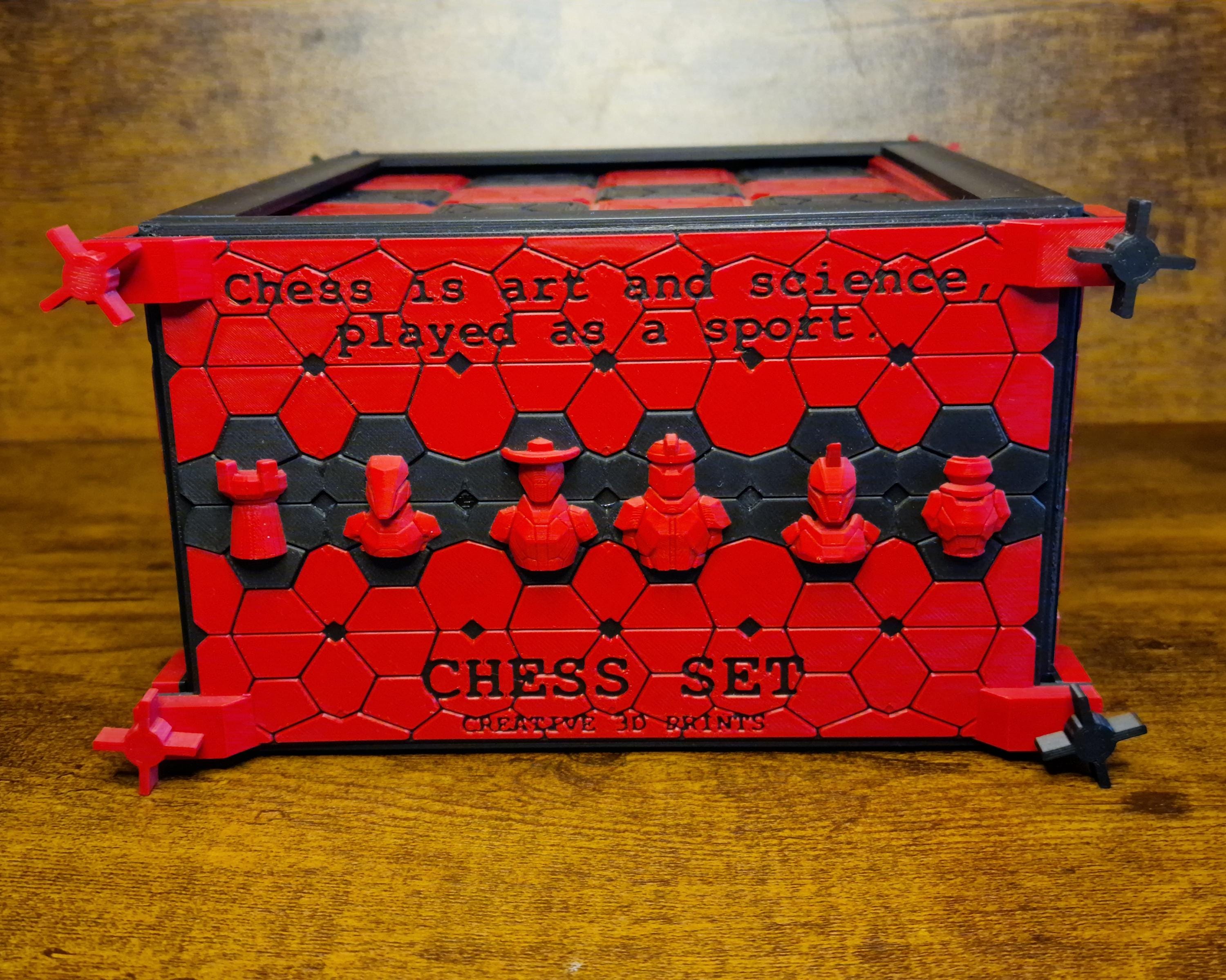 Chess Set STL file, Futuristic Sci-Fi 3D Printing, Geometric Armour Pieces with Board & Box, Modern Space Chess