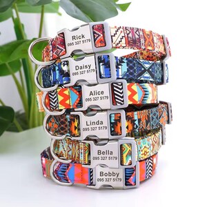 Stacked Multi-Pattern Engraved Dog & Cat Collar, Free Engraving on Metal Buckle, Christmas Puppy Gift, Rescue, Adoption, New Pup