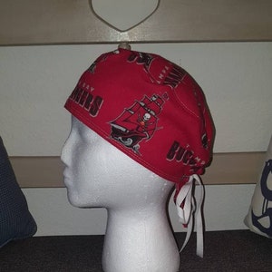 Tampa Bay Buccaneers Scrub Cap, Surgical Hat, Skull Cap, Doo Rag, Scrubs, Nursing Cap