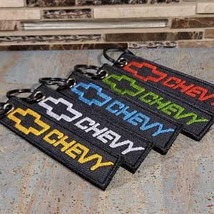 Small Chevy Key Fob, Badge Holder, Gift for Chevrolet Lovers, Custom Embroidery, Remove Before Flight Keychain