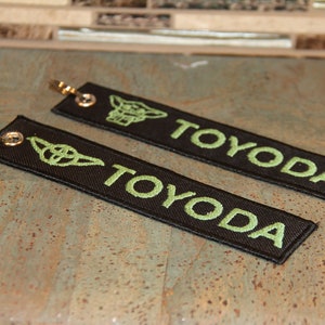 Toyoda Key Fob, Badge Holder, Custom Embroidery, Remove Before Flight Keychain, Stars Wars Fan
