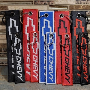 Chevy Key Fob, Badge Holder, Gift for Chevrolet Lovers, Custom Embroidery, Remove Before Flight Keychain
