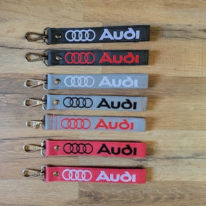 Audi Key Fob, Badge Holder, Gift for Audi Lovers, Custom Embroidery