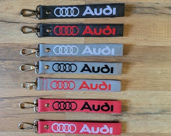 Audi Key Fob, Badge Holder, Gift for Audi Lovers, Custom Embroidery