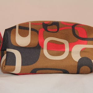 Dopp Kit/Overnight Travel Bag Make Up Bag Red & Brown Geo Waterproof Canvas