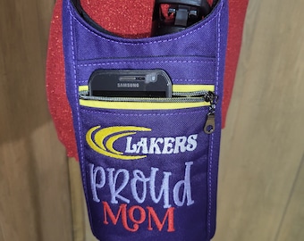 Lakers Proud Mom Water Bottle Sling Bag, Adjustable Strap