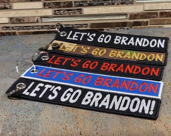 Let&#39;s Go Brandon Key Fob, Keychain, Badge Holder, Custom Embroidery, Flat Flight Style with Keyring