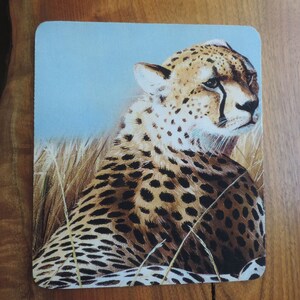 Cheetah fabric covered mousepad