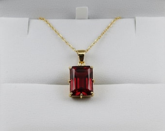 Lab Grown Ruby Necklace - Silver Finish, July Birthstone