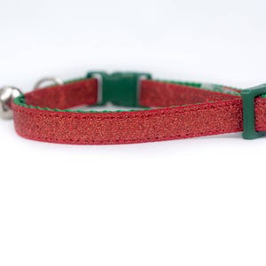 Glitter Holiday Cat Collar - 3/8&quot; wide - breakaway safety buckle - red cat collar - christmas kitten collar - kitty collar - christmas cat