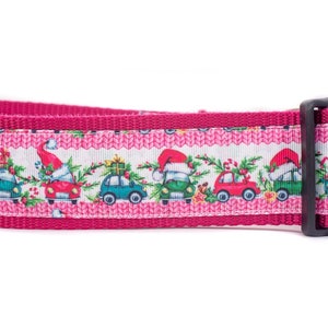 Pink Cars Christmas Dog Collar - 2 inch wide - buckle or martingale collar - christmas dog collar for XL dogs - girl dog collar for holidays