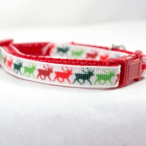 Little Reindeer Cat Collar - 3/8&quot; wide - christmas cat collar - winter cat collar - kitten collar - red cat collar - kitty collar - holiday
