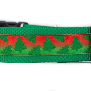 Christmas Tree Dog Collar - Winter Dog Collar - 1.5&quot; inch wide for large dogs - seasonal dog collar - xmas tree - ombre holiday christmas