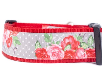 Lace Rose Dog Collar - 2 inch wide - buckle or martingale collar - floral dog collar - dog collar girl - dog flower - gifts for girl dog