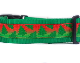 Christmas Tree Dog Collar - Winter Dog Collar - 1.5" inch wide for large dogs - seasonal dog collar - xmas tree - ombre holiday christmas