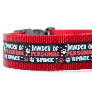 Invader of Personal Space Dog Collar - 1.5 inch wide - buckle or martingale collar - Funny dog collar