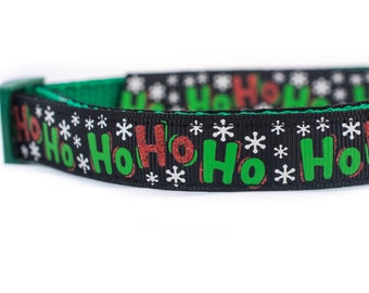 Ho Ho Dog Collar - 5/8 wide - Christmas holiday winter
