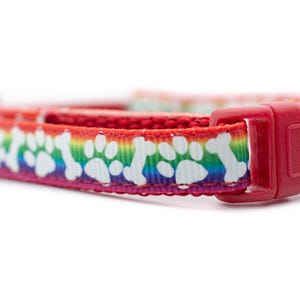 Rainbow Paws glow-in-the-dark Cat Collar - 3/8&quot; wide -  kitten collar - adjustable cat collar  - safety cat