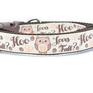 Hoo Loves Fall Dog Collar - Woodland Dog Collar - Owl Dog Collar - 1 inch wide - buckle or martingale collar - Thanksgiving dog collar - boy