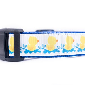 Ducky Dog Collar - 1 inch wide - buckle or martingale collar - rubber duck dog collars - blue dog collar - boy dog collar - rubber ducky
