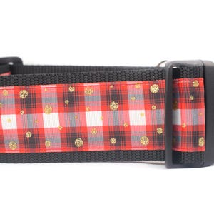 Red Plaid Dog Collar 2 inch wide for large dogs buckle or martingale collar boy dog collar rustic dog collar buffalo plaid collar image 1