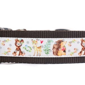 Forest Babies Dog Collar - 1.5 inch wide Dog Collar - Woodland dog collar - buckle or martingale collar - nature collar - boho dog collar